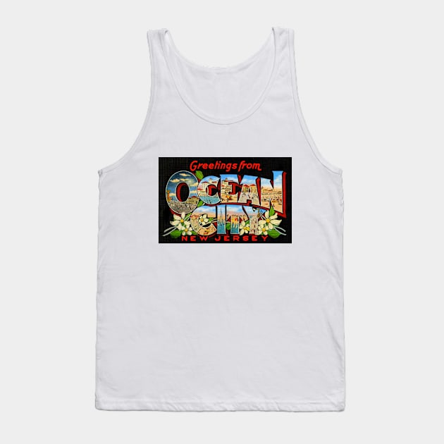 Greetings from Ocean City, New Jersey - Vintage Large Letter Postcard Tank Top by Naves